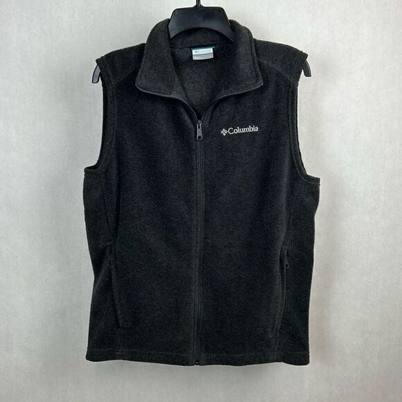 Columbia Mens Fleece Vest Gray Sz Small Zip Front Hand Pockets - Picture 1 of 7